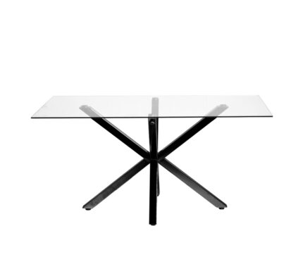 MESA VENECIA PATAS NEGRAS GLASS 6 PUESTOS 150x80x75cm (copia)